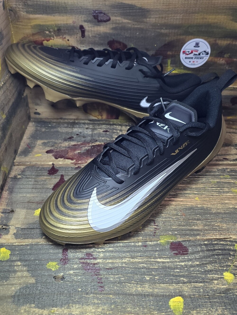 Nike Air Vapor Speed 3 Football Cleats Black Gold FB3303-003 Men's Size 11, 12